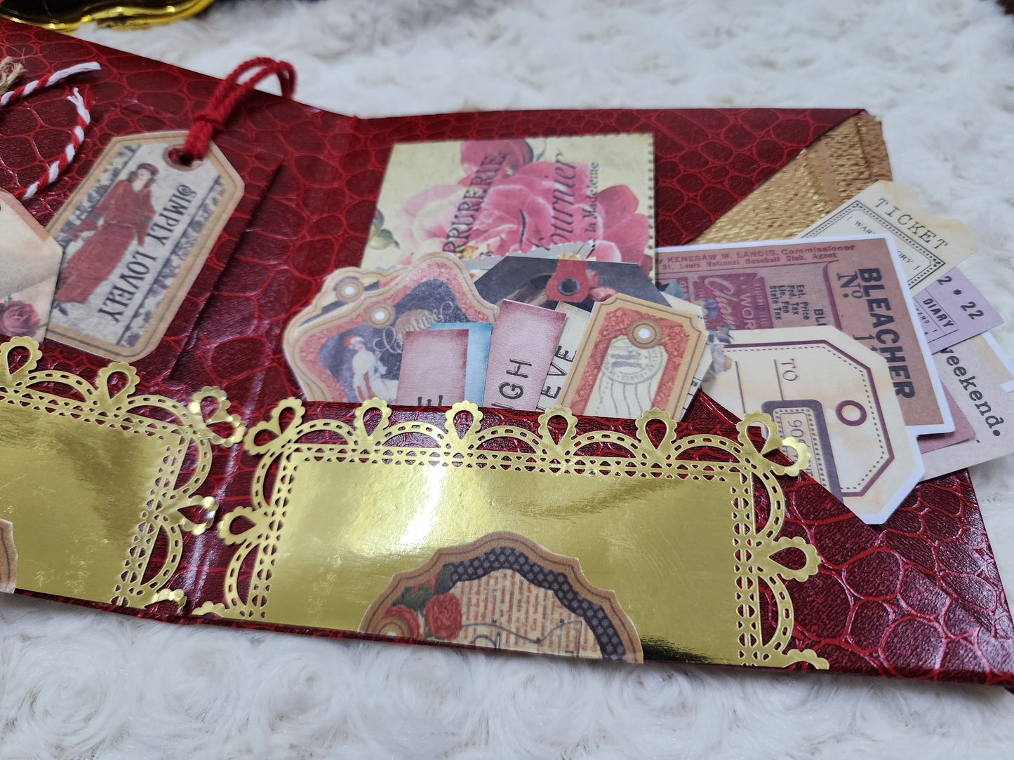 Red/Maroon Leather Design Vintage Journal Gift Set