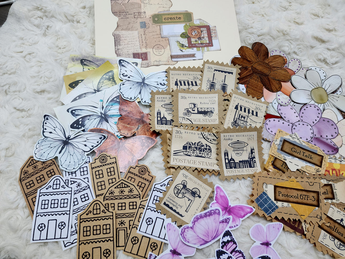 80 PIECES Bundle Starter Packs Mixed Theme Journal Stickers & Ephemera Journal Collection.