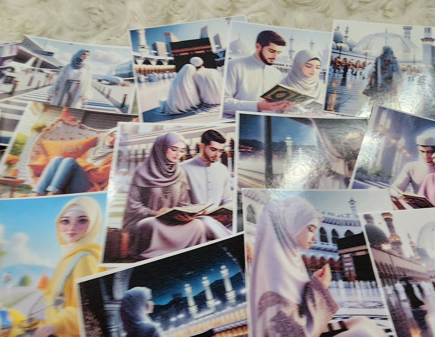 Polaroid Design Muslimah Hijab Girl Travel Diaries , Muslim Couple Umrah Haj Travel Diaries Sticker Collection