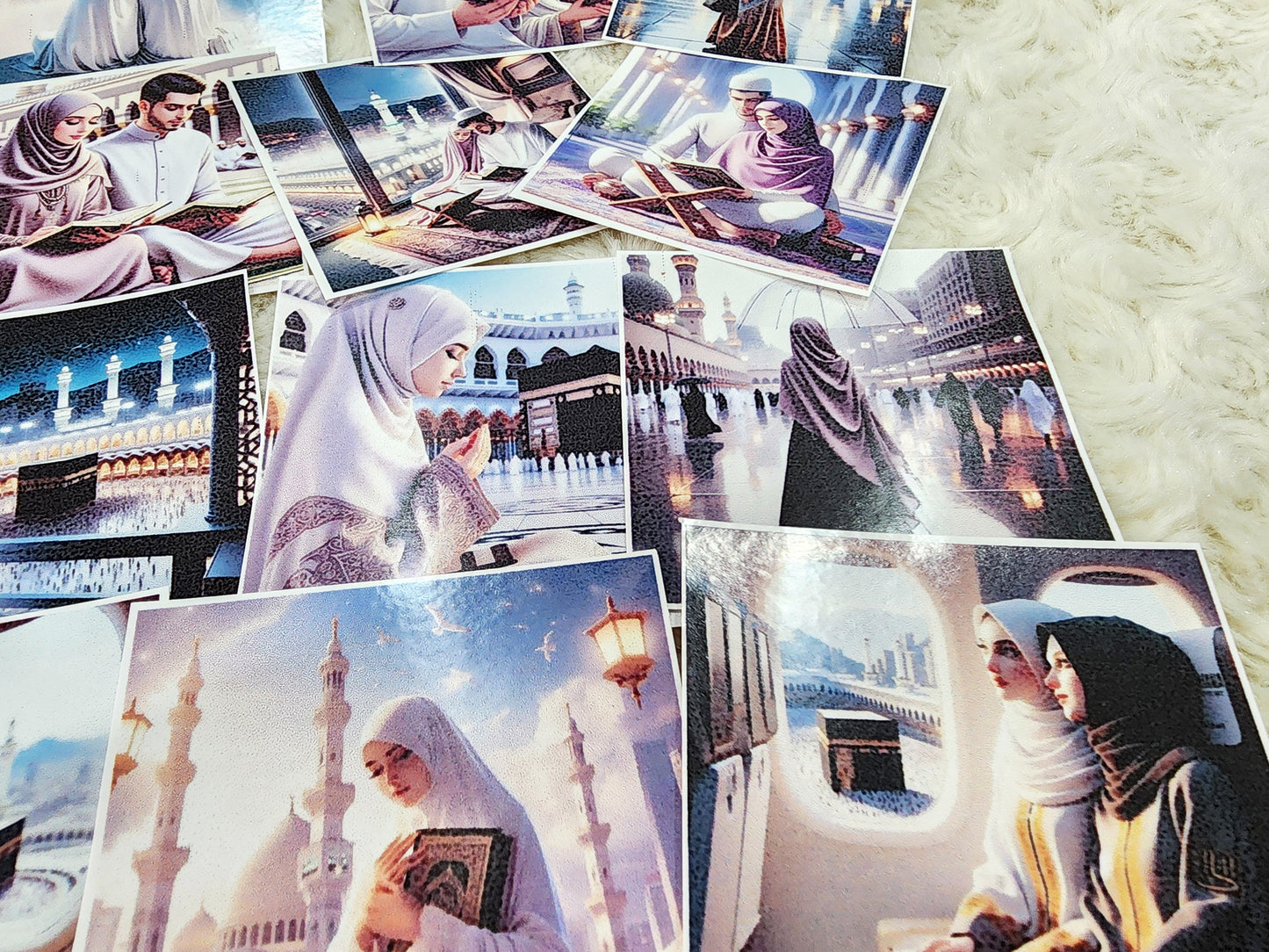 Polaroid Design Muslimah Hijab Girl Travel Diaries , Muslim Couple Umrah Haj Travel Diaries Sticker Collection