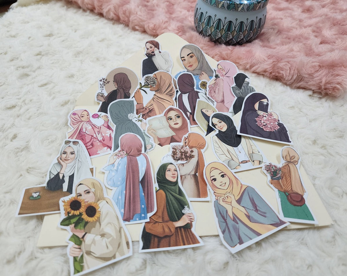 Hijab Muslim Girl Sticker Journal Planning Stickers-Set-1