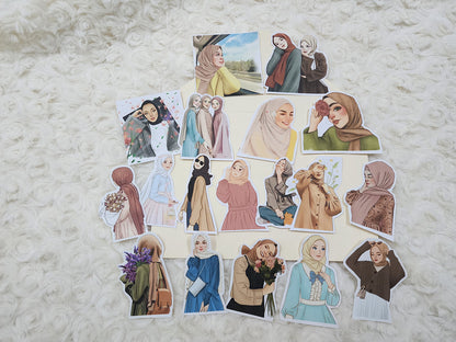 Hijab Muslim Girl Sticker Journal Planning Stickers-Set-2