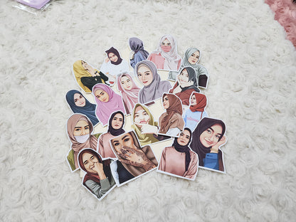 Hijab Muslim Girl Sticker Journal Planning Stickers-Set-3