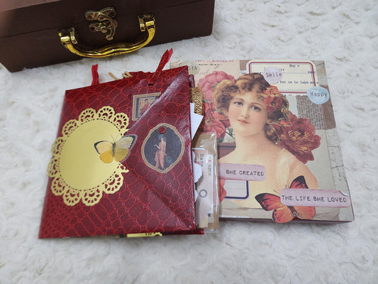 Red/Maroon Leather Design Vintage Journal Gift Set