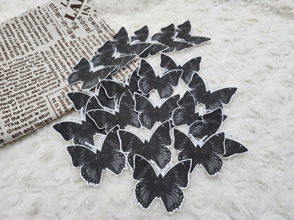 Black Vintage Butterfly Theme Journal Stickers