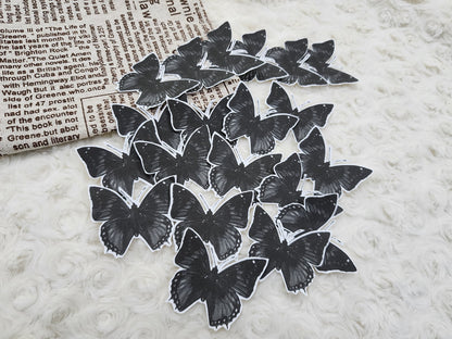 Black Vintage Butterfly Theme Journal Stickers