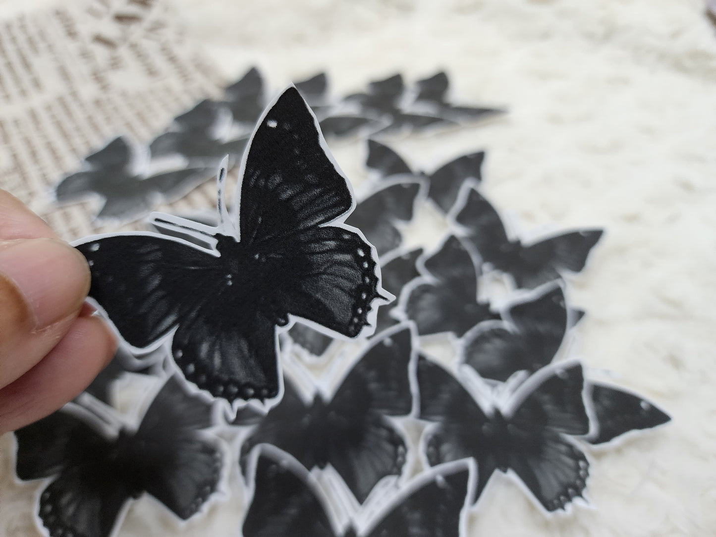 Black Vintage Butterfly Theme Journal Stickers