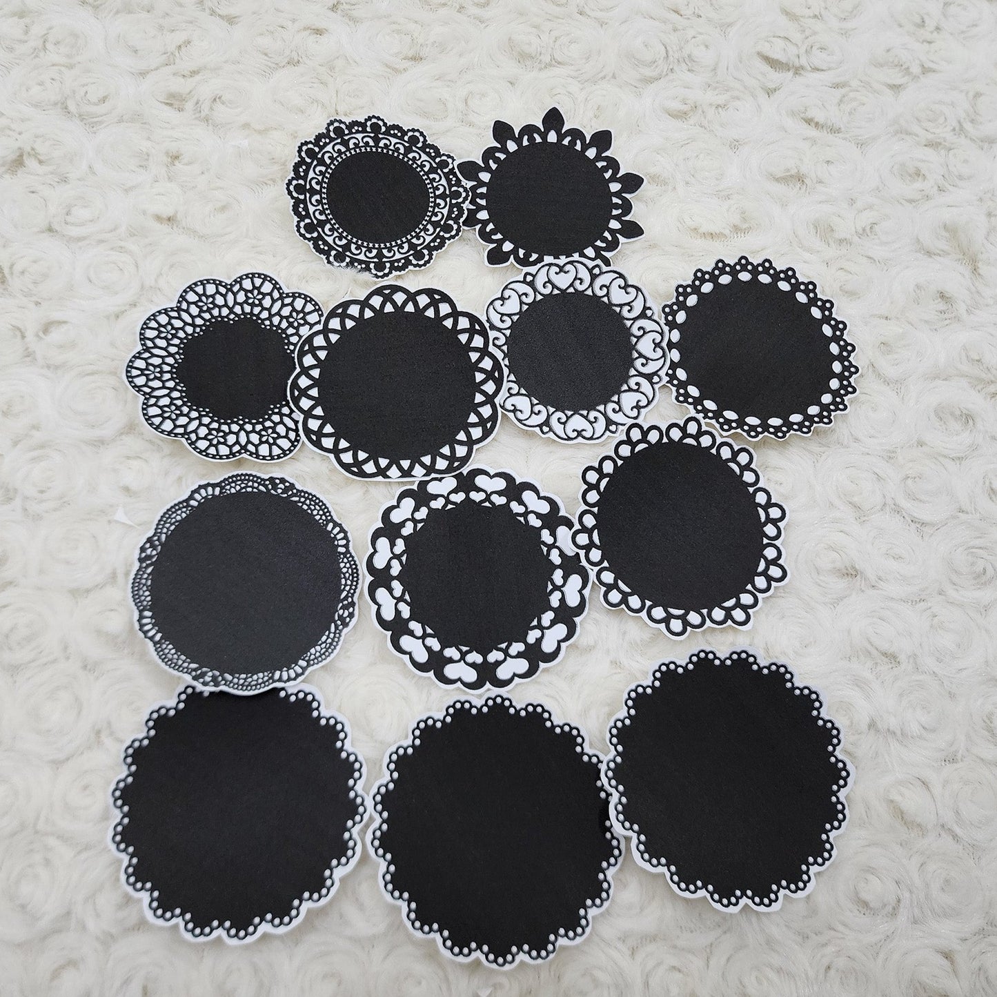 Black Vintage Doily Themed Journal Stickers