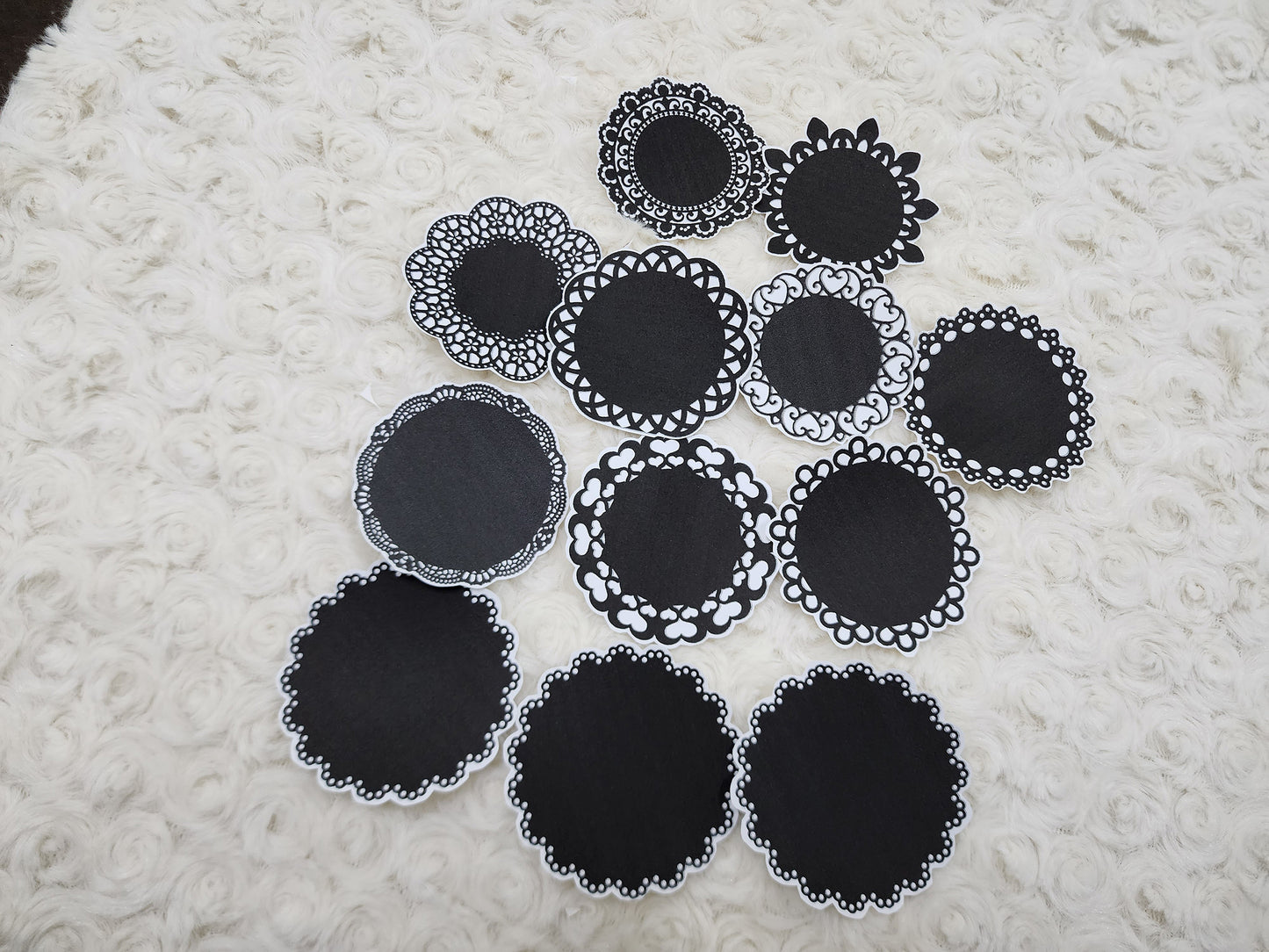 Black Vintage Doily Themed Journal Stickers