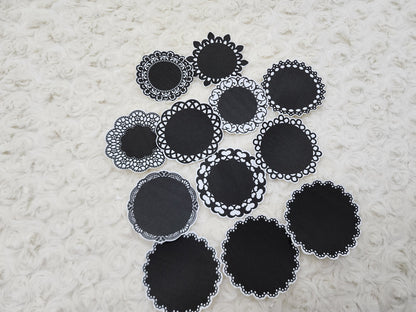 Black Vintage Doily Themed Journal Stickers