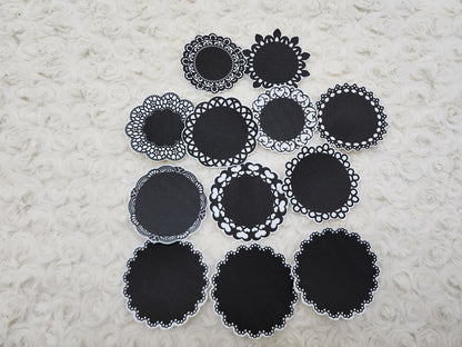 Black Vintage Doily Themed Journal Stickers