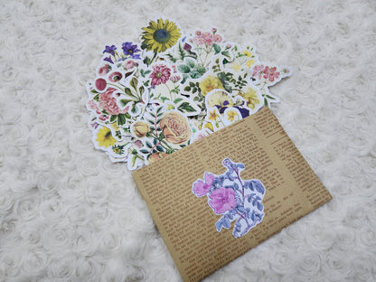 Multicolour Large Vintage Flowers Journal Stickers