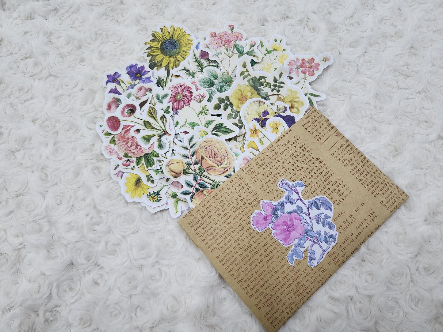 Multicolour Large Vintage Flowers Journal Stickers