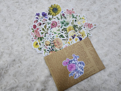 Multicolour Large Vintage Flowers Journal Stickers