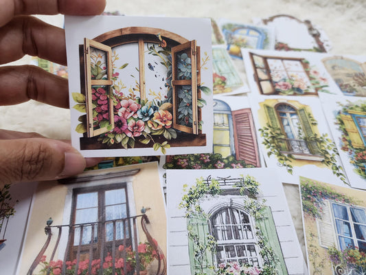 Large Garden Windows with Flowers Sticker Planner Journal Stickers Collection