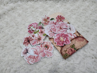 Rose Pink Shades of Flowers Journal Stickers