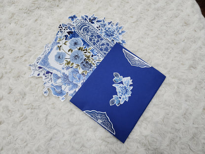 Large Blue Shades of Flowers & Frames Set Theme Journal Stickers