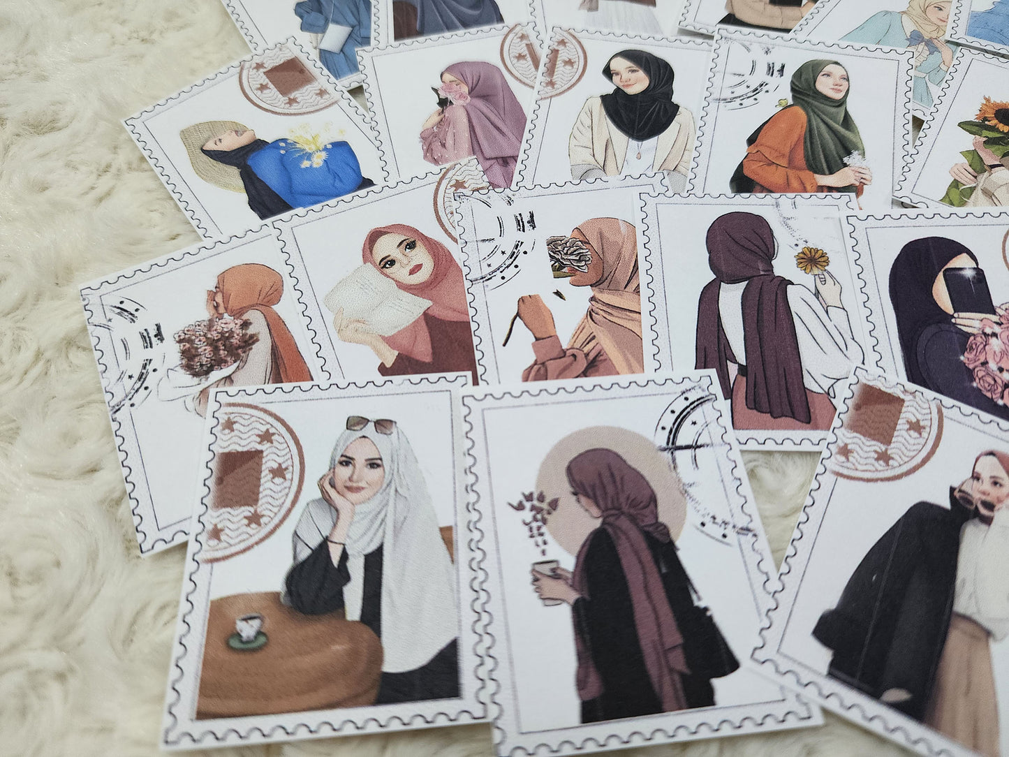 Stamp Design Hijab Muslim Girl Sticker Journal Planning Stickers