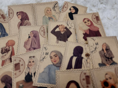 Stamp Design Hijab Muslim Girl Sticker Journal Planning Stickers