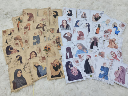 Stamp Design Hijab Muslim Girl Sticker Journal Planning Stickers