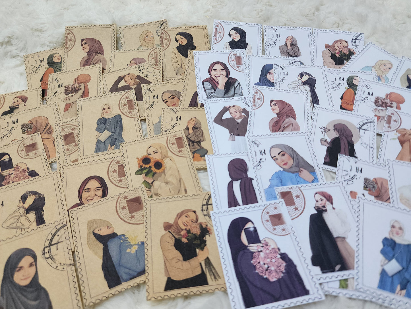 Stamp Design Hijab Muslim Girl Sticker Journal Planning Stickers