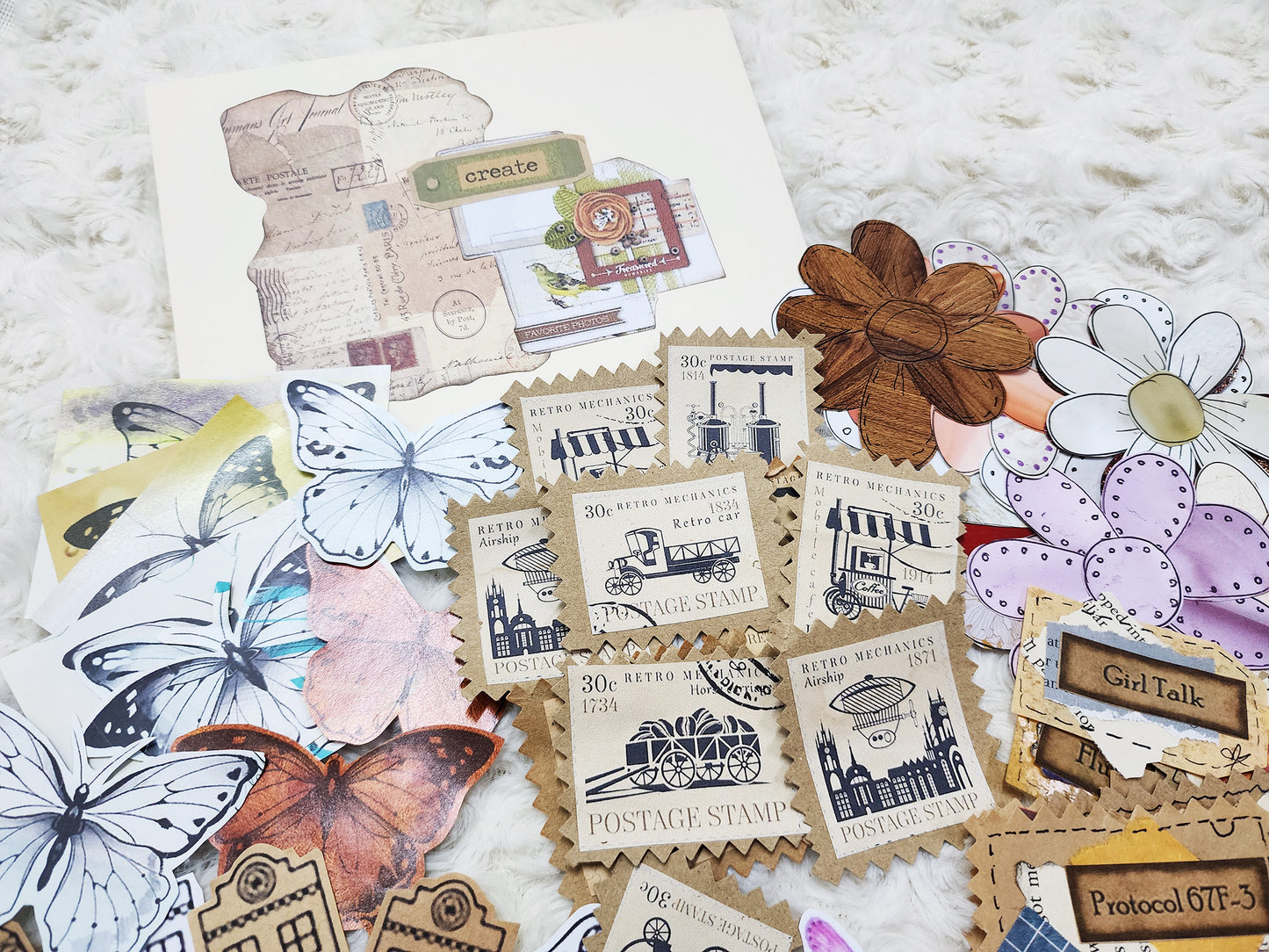 80 PIECES Bundle Starter Packs Mixed Theme Journal Stickers & Ephemera Journal Collection.