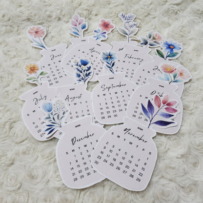 2025 Floral Calendar Sticker Journal Planning Bujo Stickers