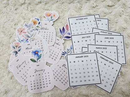 2025 Floral Calendar Sticker Journal Planning Bujo Stickers