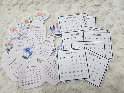 2025 Floral Calendar Sticker Journal Planning Bujo Stickers