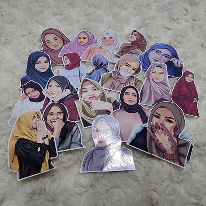 Hijab Muslim Girl Sticker Journal Planning Stickers-Set-3
