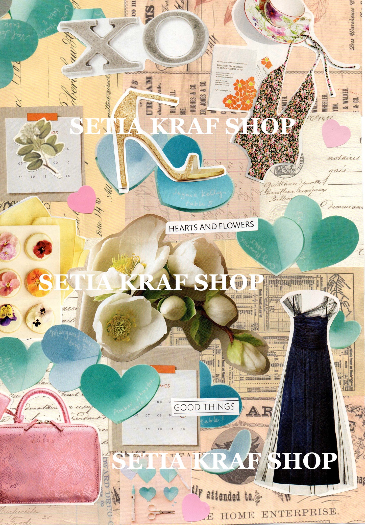 Digital Prints Collage Art MasterBoard Wedding , Honeymoon Shopping Theme