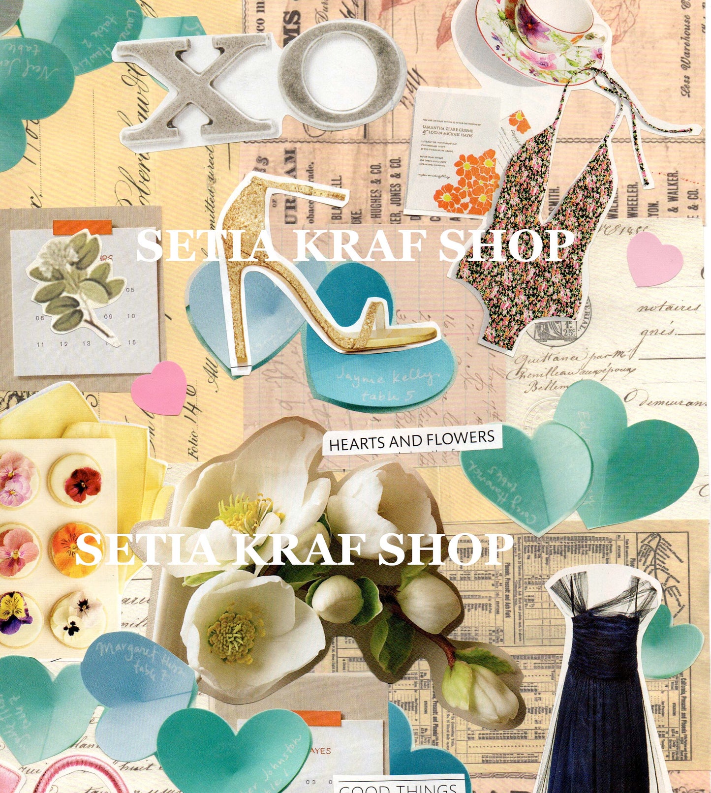 Digital Prints Collage Art MasterBoard Wedding , Honeymoon Shopping Theme